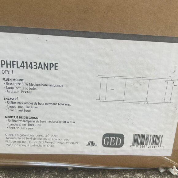 Park Harbor Javins 3 Light 15-3/8" Wide Flush Mount Drum Ceiling Fixture H 4.6in - Picture 8 of 8